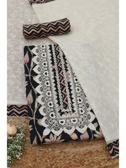 Soch - Black Floral Printed Unstitched Kurta with Bottom and Dupatta