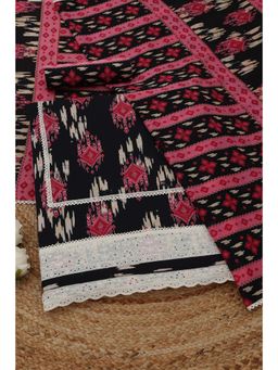 Soch - Black Printed Unstitched Kurta with Bottom and Dupatta