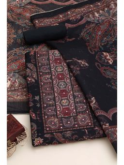 Soch - Black Paisley Mirror Work Unstitched Kurta with Bottom and Dupatta