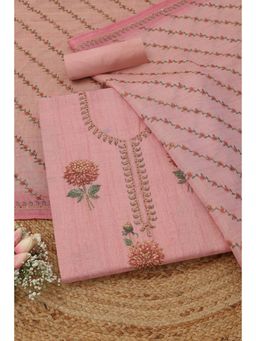 Soch - Pink Floral Sequined Unstitched Kurta with Bottom and Dupatta