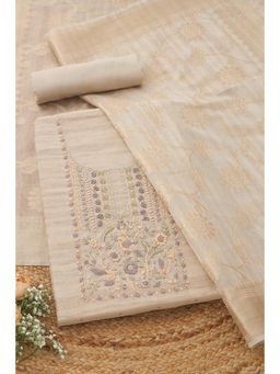 Soch - Beige Embroidered Unstitched Kurta with Bottom and Dupatta