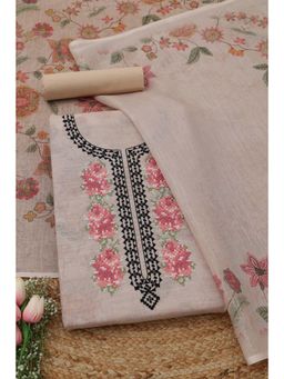 Soch - Beige Floral Printed Unstitched Kurta with Bottom and Dupatta
