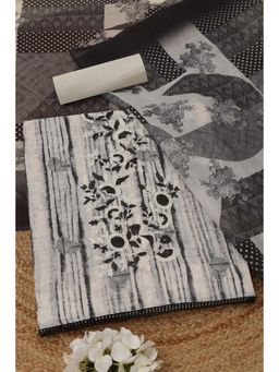 Soch - Cream-Black Floral Embroidered Unstitched Kurta with Bottom and Dupatta