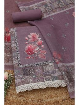 Soch - Lavender Floral Sequined Unstitched Kurta with Bottom and Dupatta
