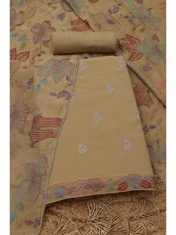 Soch - Gold Floral Embroidered Unstitched Kurta with Bottom and Dupatta