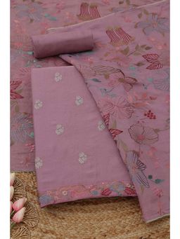 Soch - Purple Floral Embroidered Unstitched Kurta with Bottom and Dupatta