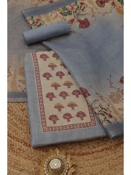 Soch - Blue Floral Embroidered Unstitched Kurta with Bottom and Dupatta
