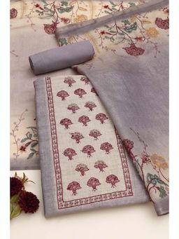 Soch - Grey Floral Embroidered Unstitched Kurta with Bottom and Dupatta