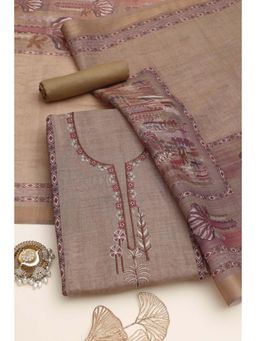 Soch - Beige Embroidered Printed Unstitched Kurta with Bottom and Dupatta