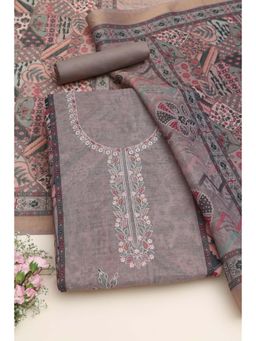 Soch - Grey Embroidered Printed Unstitched Kurta with Bottom and Dupatta
