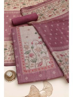 Soch - Onion Pink Floral Embroidered Unstitched Kurta with Bottom and Dupatta