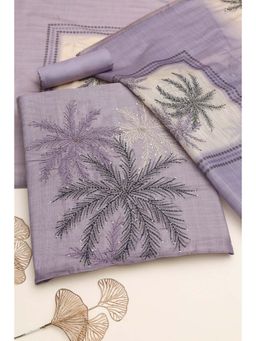 Soch - Lavender Kantha Embroidery Unstitched Kurta with Bottom and Dupatta