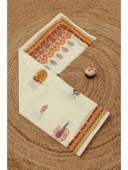 Soch - Cream Printed Mirror Work Dupatta