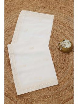 Soch - White Embroidered Mirror Work Dupatta
