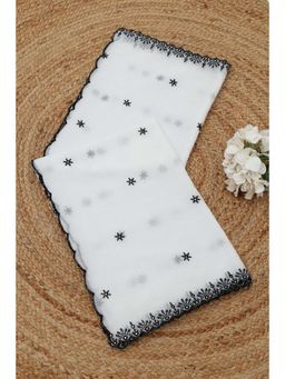 Soch - White Embroidered Mirror Work Dupatta