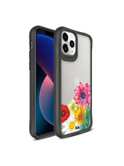 DailyObjects - Clear Pink & Yellow Flowers Black Hybrid Clear Case for iPhone 11 Pro Max 6.5 inch
