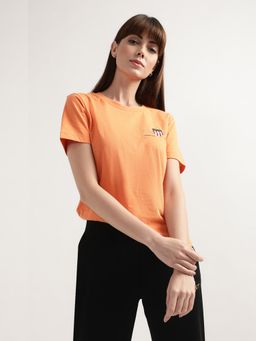GANT - Women Orange Solid Regular T-Shirt