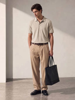 Styli - Men Beige Solid/Plain Polyester Regular Fit Polo T-Shirt