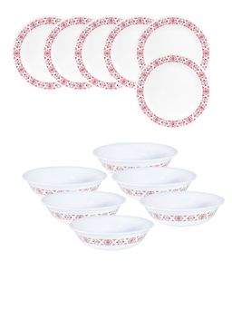 Corelle - Livingware 12 Pc Basic / Mini / Starter Breakfast Set Versa Bowl - Red Trellis