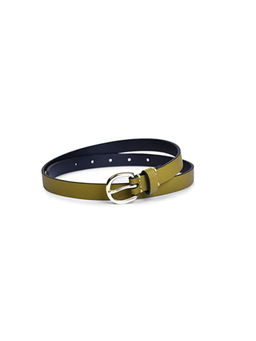 BELWABA - Vegan Leather Olive Green Saffiano Print Womens Belt