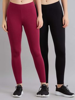 SKECHERS - Women Multi-Color Solid Leggings (Pack Of 2)