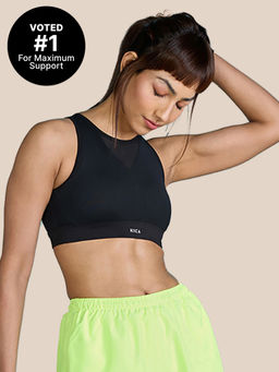 Kica - Women High Impact & Full Coverage Mesh Sports Bra Black