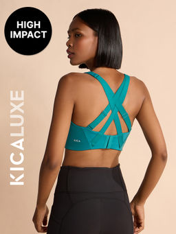 Kica - Luxe Limitless High-Impact Sports Bra - Full Coverage with Molded Cups & Adjustable Straps Green