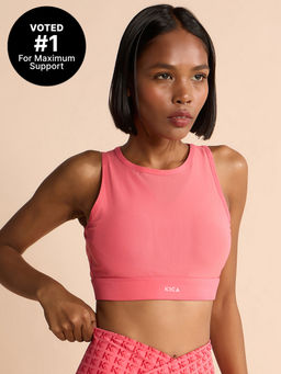 Kica - Women High Impact & Full Coverage Mesh Sports Bra Pink