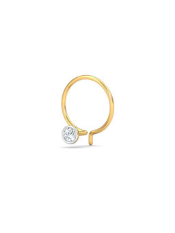 KuberBox - Bezel 5 Cent Nose Pin 18K Gold