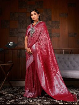 Odette - Pink Colour Traditional Wear Raw Silk Saree with Unstitched Blouse