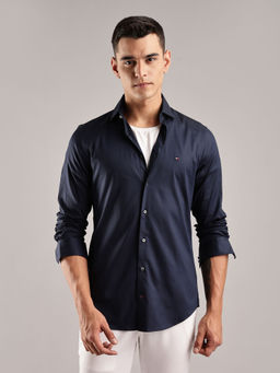 Tommy Hilfiger - Men Navy Blue Slim Fit Solid Shirt