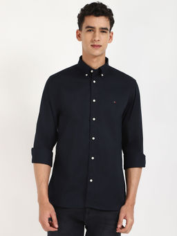 Tommy Hilfiger - Men Navy Blue Regular Fit Solid Shirt