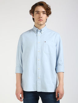 Tommy Hilfiger - Men Blue Relaxed Fit Solid Shirt