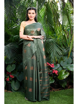 Beatitude - Green Handwoven Kota Banswara Silk Saree with Unstitched Blouse