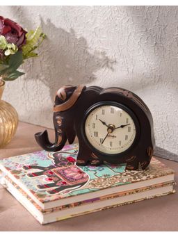 Fabindia - Brown Gaj Wooden Table Clock