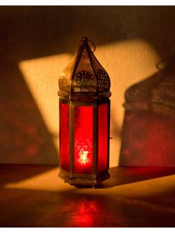 Fabindia - Red Glass Table Lantern