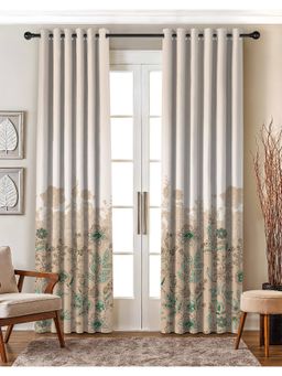 CASABLEU - Elara Sand Beige Whiteout Room Darkening Curtains (Pack Of 2)