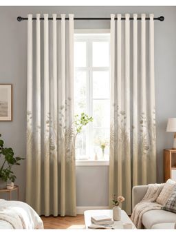 CASABLEU - Pastoral Whiteout Premium Camel Beige Room Darkening Curtains (Pack Of 2)