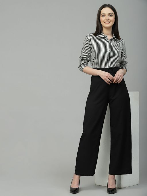 Shirt Womens Black And White Pinstripe Pants Half Black Womens