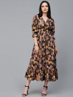 Style Quotient - Women Multi Floral Printed Polyester Regular Smart Casual Dress