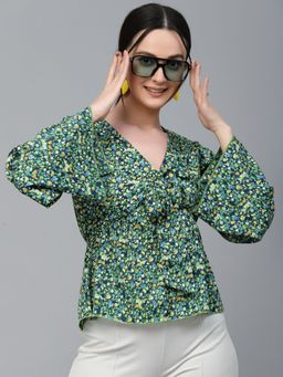 Style Quotient - Women Multi Floral Printed Polyester Regular Smart Casual Top