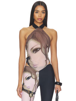 1XBLUE - Anime Diamond Women's Printed Halter Neck Crop Top Pink
