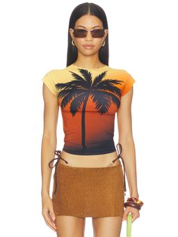 1XBLUE - Palm Tree Women's Graphic Print Crew Neck T-Shirt Multi-Color