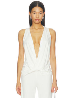 1XBLUE - Twist Women's Sleeveless Open Front Top White