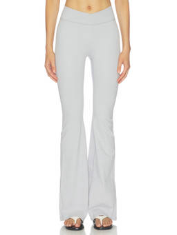 437 - V Women's Mid-Waist Flared Leggings Heather Grey