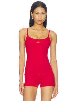 437 - Minimalist Women's Sleeveless Scoop Neck Tank Top Red