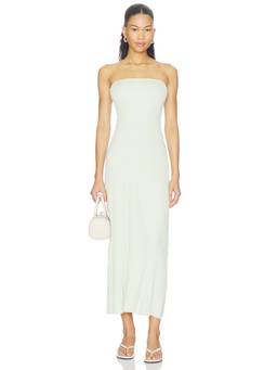 4th & Reckless - Libre Women's Rib Knit Strapless Bandeau Maxi Dress Green