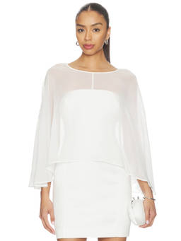 4th & Reckless - Edwina Women's Sheer Chiffon Cape Top Cream
