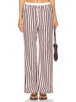 4th & Reckless - Rianna Women's Mid-Waist Drawstring Wide Trousers Brown
