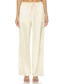 4th & Reckless - Bradie Women's Satin Drawstring Wide-Leg Trousers Yellow